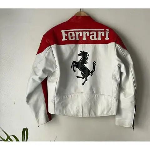 FERRARI RACING WHITE LEATHER
JACKET -
PREMIUM F1
MOTORSPORT OUTERWEAR