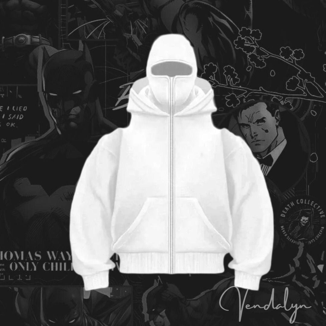 White Balaclava Aesthetic Vintage Hoodi Unisex