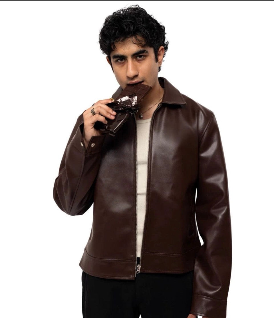 Vintage Style Brown Leather Jacket for Unisex