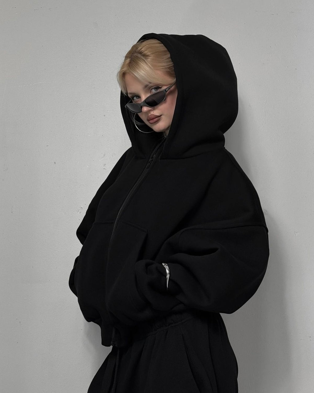 Black Balaclava Aesthetic Vintage Hoodi