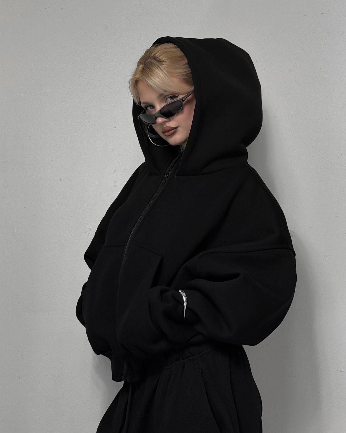 Black Balaclava Aesthetic Vintage Hoodi