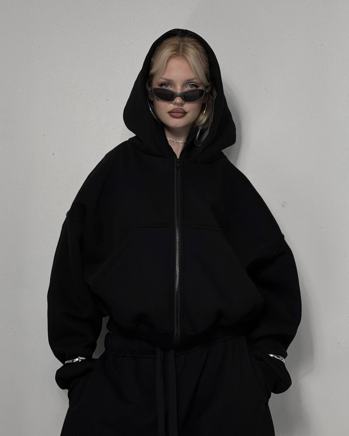 Black Balaclava Aesthetic Vintage Hoodi