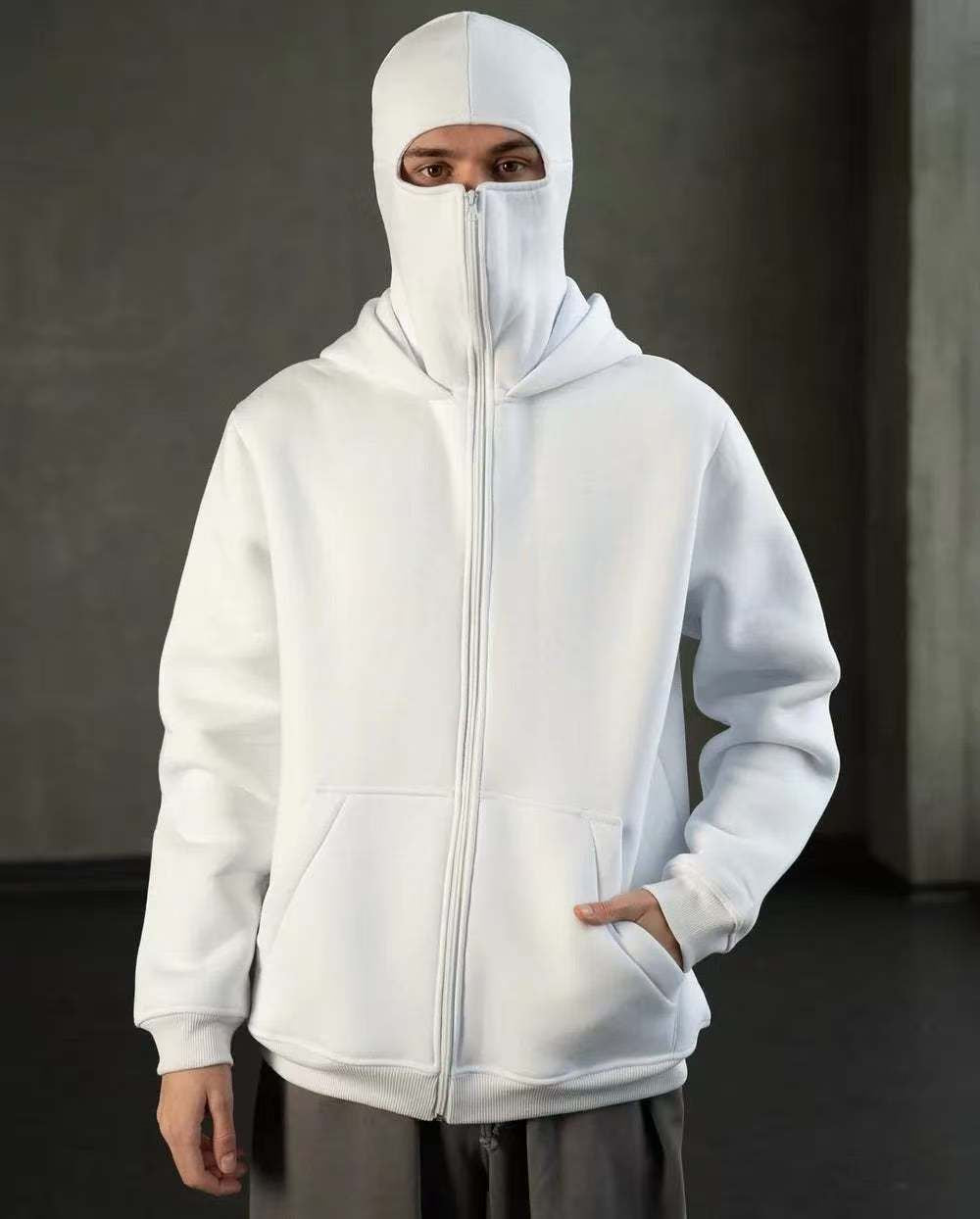 White Balaclava Aesthetic Vintage Hoodi Unisex